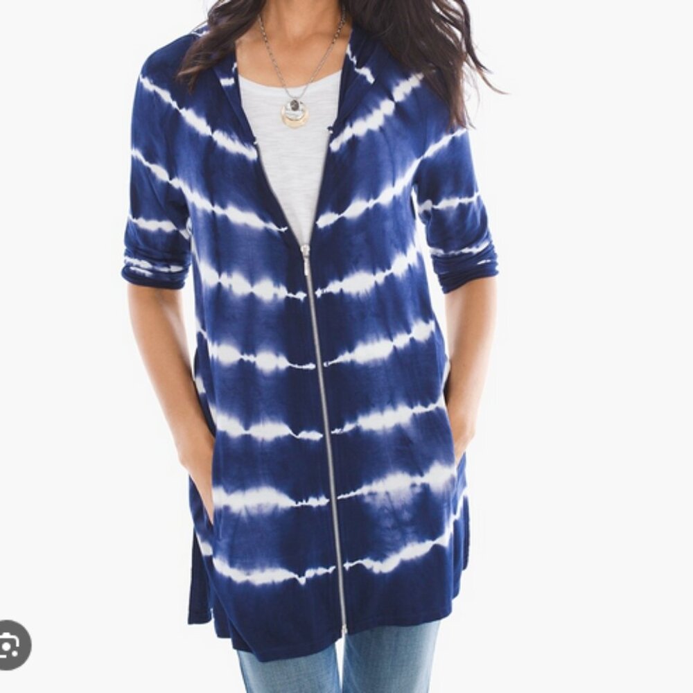 Chicos zenergy tie dyed zip hooded jacket size 0